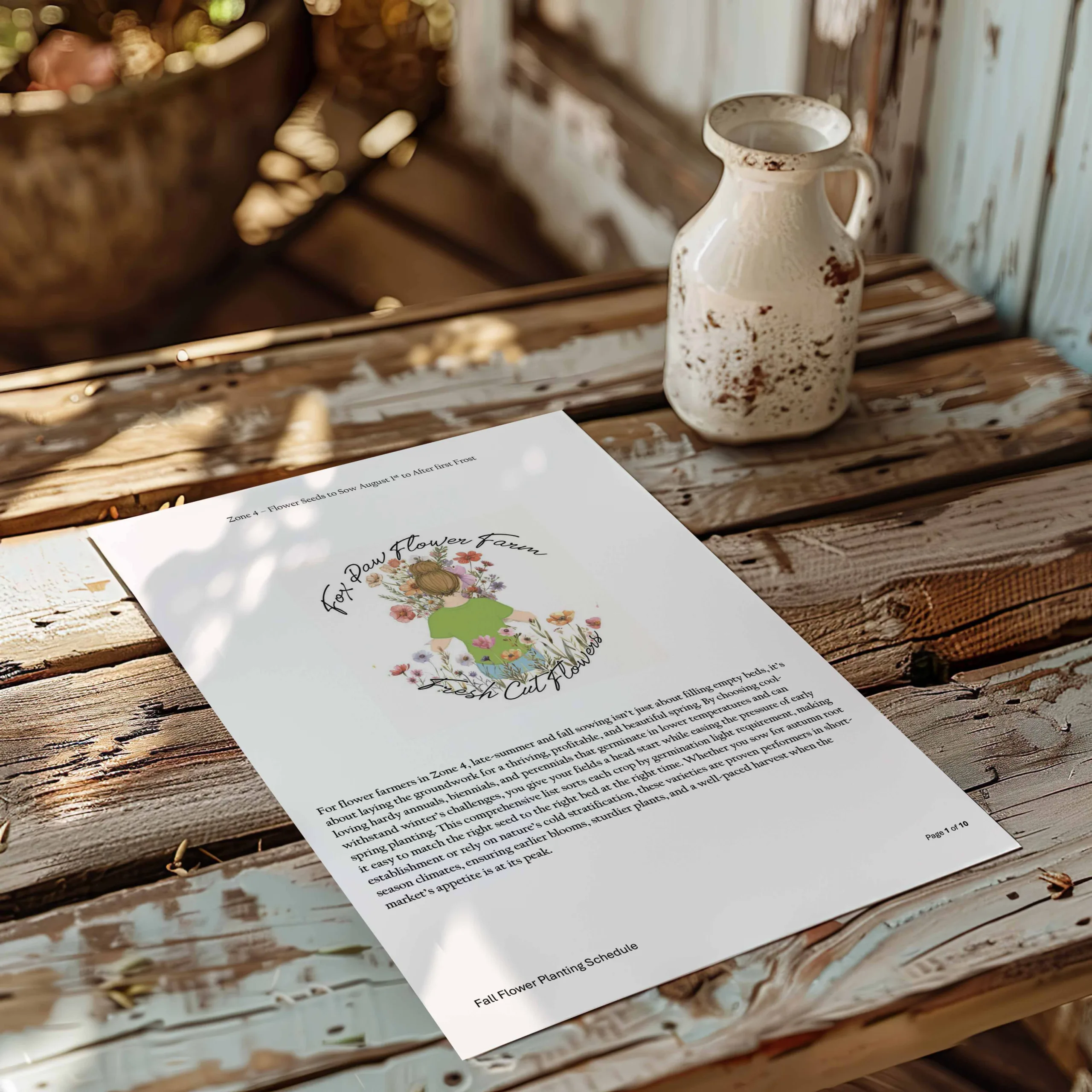 Fall Flower planting schedule (PDF) — zone 4–6 cool flowers, Simplified for Action